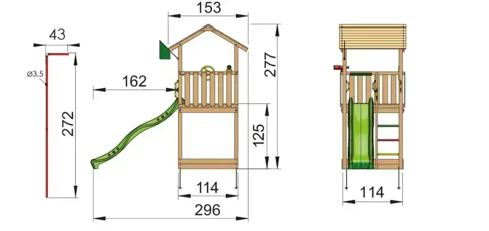 Jungle Casa + dvojhojdačka , šmykľavka, pieskovisko, volant, teleskop, hranoly 88x88mm