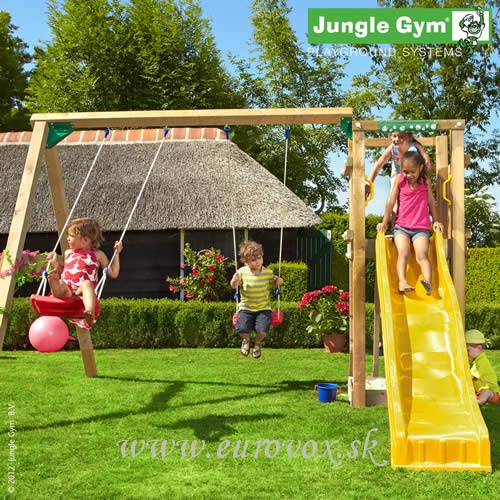 Domček Jungle Tower + šmykľavka + pieskovisko + dvojmiestna hojdačka 240cm + ZDARMA volant a ďalekohľad