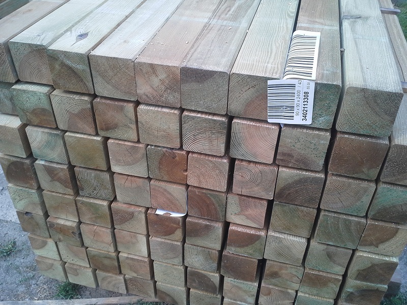 Drevený hranol severská borovica 88 x 88 x 3000mm upravená tlakom