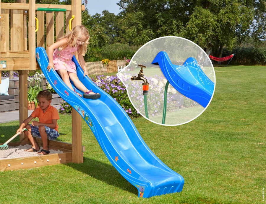 Šmykľavka Jungle Gym 2,2m modrá + 2ks bezpečnostné úchytky Handgrip ZDARMA