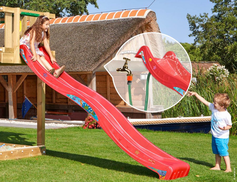 Šmykľavka Jungle Gym 2,65m červená + 2ks bezpečnostné úchytky Handgrip ZDARMA