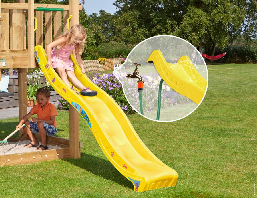 Šmykľavka Jungle Gym 2,2m žltá + 2ks bezpečnostné úchytky Handgrip ZDARMA