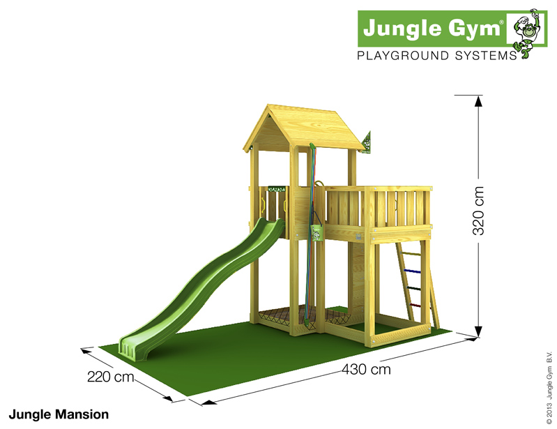 Jungle Mansion drevený domček + dvojmiestna hojdačka 270cm + 4ks úchytky type o   + ZDARMA 2ks hojdačiek + volant a ďalekohľad 