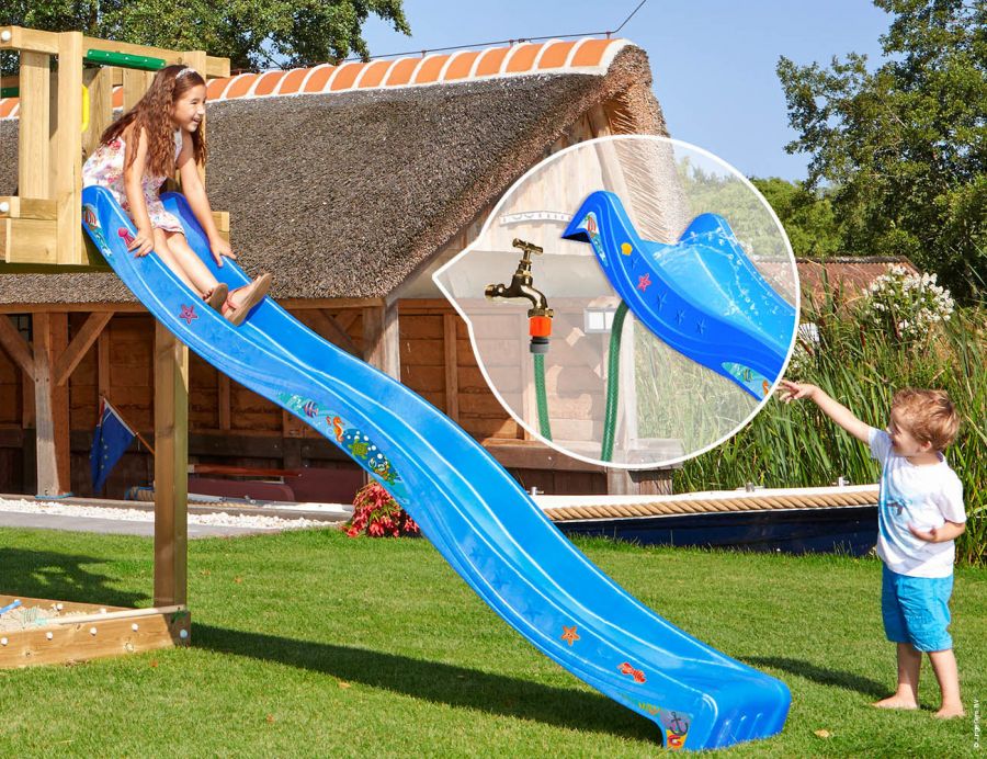 Šmykľavka Jungle Gym 2,65m modrá + 2ks bezpečnostné úchytky Handgrip ZDARMA